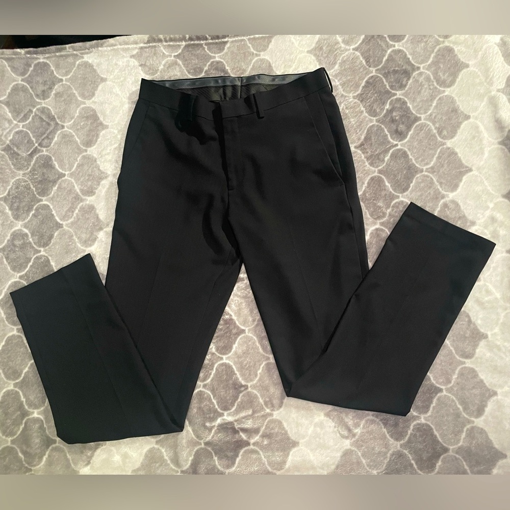 Kenneth Cole Reaction Mens Lightweight Flat Black Dress Pants 31x32